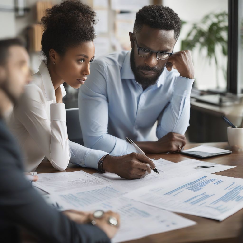 Business owner reviewing loan documents